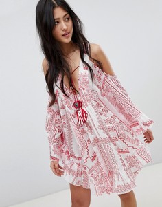 Пляжное платье с открытыми плечами и принтом ASOS DESIGN-Мульти