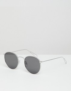 Круглые солнцезащитные очки в серебристой металлической оправе Weekday-Серебряный