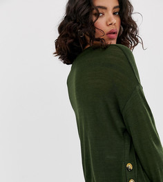 Трикотажный oversize-топ с пуговицами Stradivarius-Зеленый