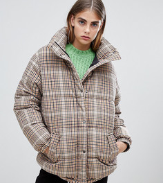Дутая куртка в клетку Bershka-Мульти