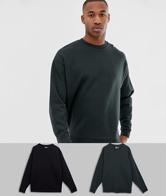 Набор из oversize-свитшотов черного и темно-зеленого цвета ASOS DESIGN-Мульти