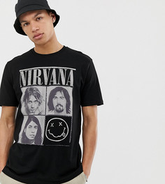 Свободная футболка с принтом "Nirvana" ASOS DESIGN Tall-Черный