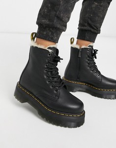 Черные ботинки на массивной подошве и меховой подкладке Dr Martens-Черный