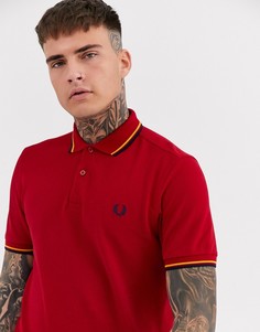 Красное поло с двойным кантом Fred Perry-Красный
