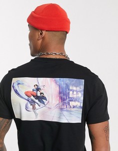 Черная футболка с принтом "Street Fighter" Bershka-Черный