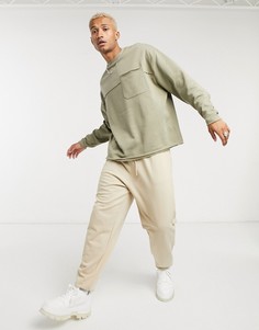 Свитшот хаки в стиле oversized из органического хлопка ASOS DESIGN-Зеленый