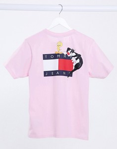 Розовая футболка с логотипом Tommy Jeans x Looney Tunes-Темно-синий