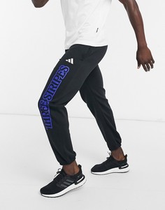 Черные джоггеры с логотипом и надписью "Three Stripes" adidas Training-Черный