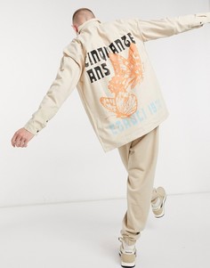 Oversized-рубашка из парусины с вышивкой в виде бабочки на спине ASOS DESIGN-Кремовый