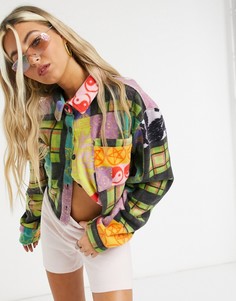 Короткая рубашка от комплекта в стиле пэчворк New Girl Order-Мульти