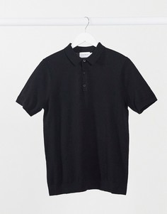 Черное трикотажное поло Topman-Черный