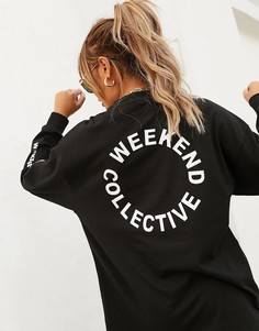 Черный oversized-лонгслив с логотипом на спине ASOS DESIGN
