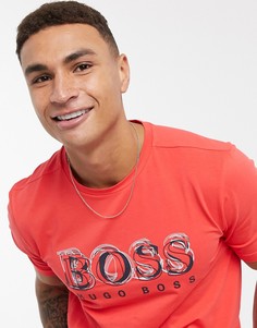 Футболка с круглым вырезом и логотипом BOSS Athleisure-Красный