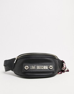 Черная сумка-кошелек на пояс с платком Love Moschino-Черный
