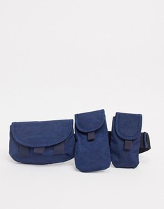 Темно-синяя сумка-кошелек через плечо с кармашками ASOS DESIGN-Синий
