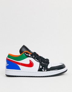 Белые кроссовки Nike Air Jordan 1-Розовый