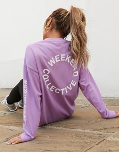 Лавандовый oversized-лонгслив с логотипом на спине ASOS DESIGN-Фиолетовый