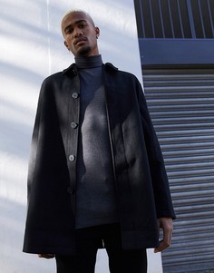 Полушерстяное черное пальто ASOS DESIGN-Черный