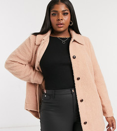 Розовая плюшевая куртка Vero Moda Curve-Розовый