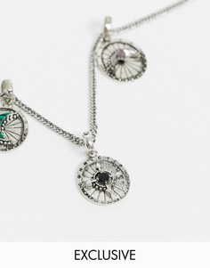 Серебристая подвеска с черным ониксом из коллекции сменных шармов Reclaimed Vintage inspired-Серебряный