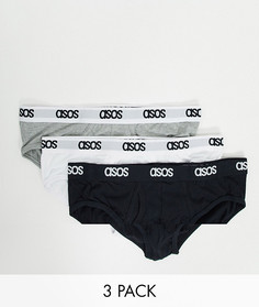 Набор из 3 трусов (черные, белые и серые) ASOS DESIGN-Мульти