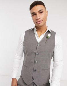 Темно-серый супероблегающий фактурный жилет ASOS DESIGN Wedding