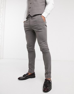 Темно-серые супероблегающие фактурные брюки ASOS DESIGN Wedding-Серый