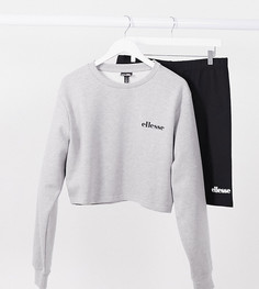 Серый/черный комплект из укороченного джемпера и шорт-леггинсов ellesse plus-Мульти