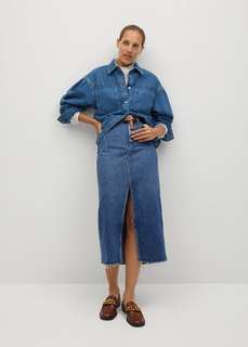 Верхняя рубашка с карманами, хлопок - Denim70 Mango