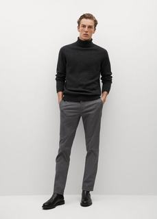 Хлопковые брюки slim fit с фактурной выделкой - Brist Mango