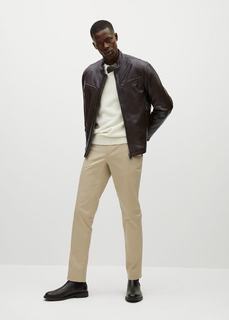 Байкерская куртка из наппы коричневого цвета - Eros Mango