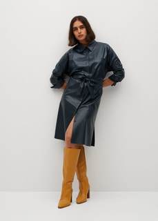 Платье-рубашка из искусственной кожи - Navy Mango