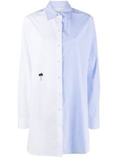 Palm Angels PXP STRIPED OVERSHIRT WHITE LIGHT BLUE