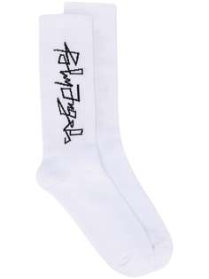 Palm Angels SIDE DESERT LOGO SOCKS WHITE BLACK