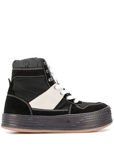 Palm Angels NYLON SUEDE SNOW HIGH TOP BLACK WHITE