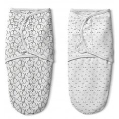 Конверт для пеленания на липучке Swaddleme Summer Infant Luxe With Easy Change 2 шт., белый, серый