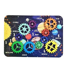 Бизиборд Woodland Шестеренки Космос 20 х 28 см