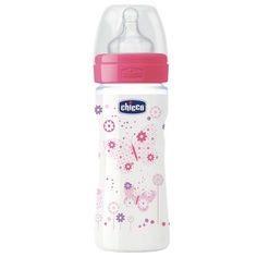 Бутылочка Chicco Well-Being Girl с силиконовой соской, полипропилен, с 2 мес, 250 мл