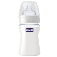 Бутылочка Chicco Well-Being Glass с силиконовой соской, стекло, с 0 мес, 150 мл, 1 шт