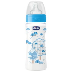 Бутылочка Chicco Well-Being Boy с силиконовой соской, полипропилен, с 4 мес, 330 мл