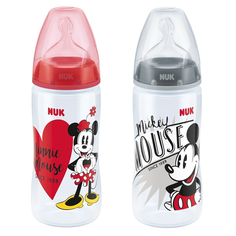 Бутылочка Nuk Disney Mickey Mouse First Choice Plus с силиконовой соской р. M, полипропилен, 6-18 мес, 300 мл, 1 шт
