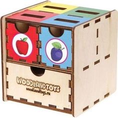 Развивающая игрушка Woodland Комодик-куб Фрукты 10 х 10 см