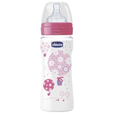Бутылочка Chicco Well-Being Girl с силиконовой соской, полипропилен, с 4 мес, 330 мл