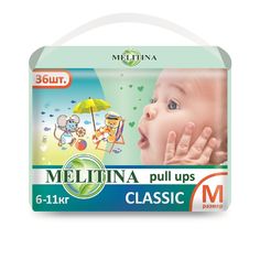 Подгузники-трусики Melitina Cl.M, 6-11 кг, 3, 36 шт