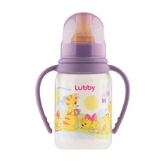 Бутылочка Lubby с ручками, полипропилен, с 0 мес, 125 мл