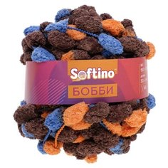 Пряжа Softino Бобби, 100 % полиэстер, 150 г, 30 м, коричнево-оранжевый