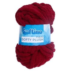 Пряжа Softino Softy plush maxi однотонный, 100 % полиэстер, 250 г, 22 м, вишневый