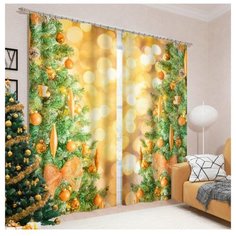 Фотошторы Сирень Январские огни на ленте 260 см желтый