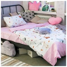 Постельное белье 1.5-спальное Этель Акварель, бязь, 50 х 70 см белый/розовый