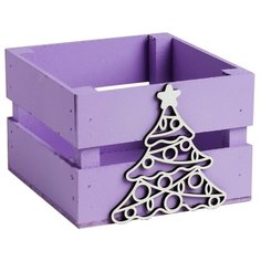 Ящик Дарите счастье реечный Ёлка 13х13х9 см фиолетовый